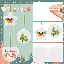 12Pcs 3 Styles Blank Porcelain Sheet Pendant Decorations&nbsp;AJEW-SP0004-05