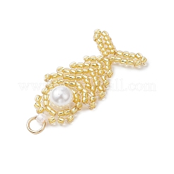 Glass Seed Beaded Fish Pendants&nbsp;PALLOY-MZ00666-04