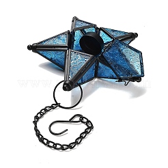 Pentagonal Star Embossed Glass Candle Holder&nbsp;AJEW-NH0001-03B
