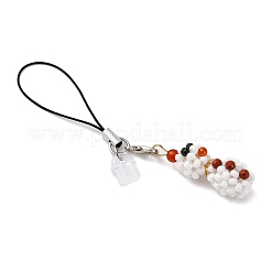 Christmas Snowman Glass Seed Beads Mobile Straps&nbsp;HJEW-MZ00294-02
