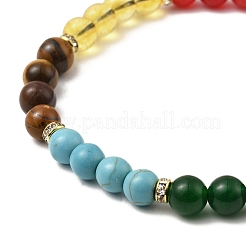 Natural & Synthetic Mixed Stone Round Braided Bead Bracelet&nbsp;BJEW-JB09861