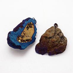 Electroplated Natural Geode Druzy Agate Big Pendants&nbsp;G-K174-05