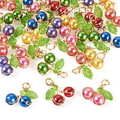 28Pcs 7 Colors Baking Paint Pearlized Glass Pendants&nbsp;PALLOY-TAC0184