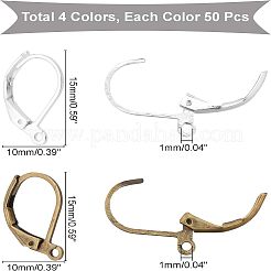 200Pcs 4 Colors Brass Leverback Earring Findings&nbsp;KK-NB0001-65