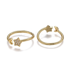 Adjustable Brass Micro Pave Clear Cubic Zirconia Cuff Rings&nbsp;ZIRC-Z002-03G