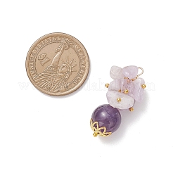 Natural Amethyst Chip Round Pendants&nbsp;PALLOY-JF04288-02