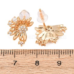 Brass Micro Pave Cubic Zirconia Stud Earrings&nbsp;EJEW-D363-02G