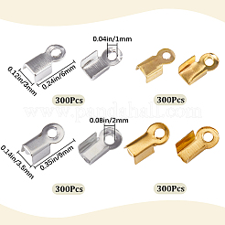 1200Pcs 4 Style Iron Folding Crimp Ends&nbsp;IFIN-SP0001-07