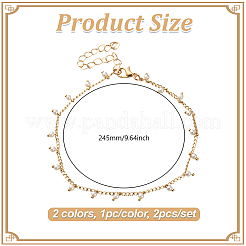 6Pcs 2 Colors Brass Charm Anklets for Women&nbsp;AJEW-GO0002-57