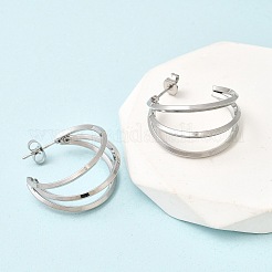 Triple C-Shaped 201 Stainless Steel Stud Earrings&nbsp;EJEW-Z151-09P