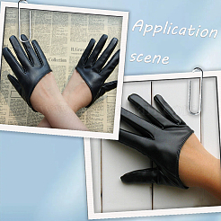1 Pair PU Leather Half Palm Gloves&nbsp;AJEW-CL0001-40A
