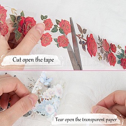 2Rolls 2 Colors Flower Pattern Planner Stickers PET Adhesive Tape&nbsp;DIY-CN0001-42A