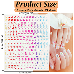 24 Sheets 12 Colors Letter Style Plastic Nail Art Stickers&nbsp;MRMJ-OC0003-21