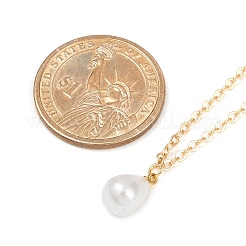 304 Stainless Steel & Plastic Pearl Teardrop Pendant Necklaces&nbsp;NJEW-JN05219