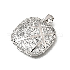 Brass Micro Pave Clear Cubic Zirconia Pendants&nbsp;KK-Z163-10P