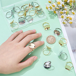 20Pcs 2 Colors 316 Stainless Steel Cuff Ring Components&nbsp;STAS-UN0064-42