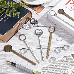 16Pcs 8 Styles Alloy Ruler Bookmark Cabochon Settings&nbsp;FIND-NB0004-42