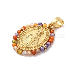 Rack Plating Brass Micro Pave Colorful Cubic Zirconia Pendants&nbsp;KK-G488-14G
