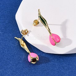 Brass Enamel Stud Earrings&nbsp;EJEW-F390-02G-02