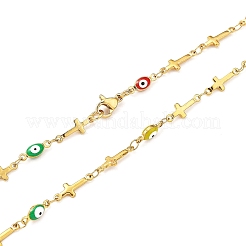 Unisex 304 Stainless Steel Rosary Bead Necklaces&nbsp;NJEW-L457-003G