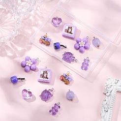 16Pcs 8 Styles Opaque Resin Pendants&nbsp;RESI-FP0001-30