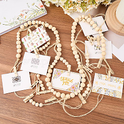 Wall Hanging Photo Display with Wooden Beads Garland&nbsp;AJEW-WH20011-54C