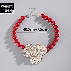 Acrylic Round Beaded Flower Pendant Necklaces with Alloy End Chains&nbsp;FS-WGEE4D6-01