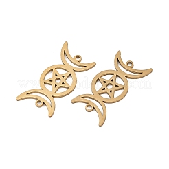 201 Stainless Steel Hollow Triple Moon Links Connector Charms&nbsp;STAS-I364-10G