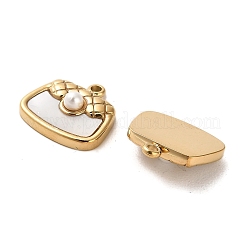 304 Stainless Steel Pave Shell Bag Charms&nbsp;STAS-L022-073G
