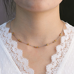 Two Tone 304 Stainless Steel Oval Bead Curb Chain Necklaces for Women&nbsp;WG4ACFD-01