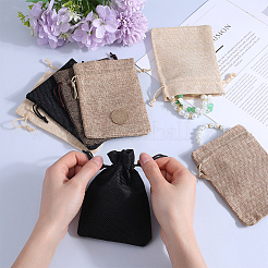 4 Colors Polyester Imitation Burlap Packing Pouches Drawstring Bags&nbsp;ABAG-BBC0001-04B