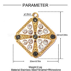 304 Stainless Steel Rhinestone Pendants&nbsp;STAS-OY014-55G