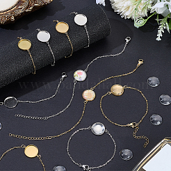10Pcs 2 Colors 304 Stainless Steel Round Cabochon Setting Bracelets&nbsp;BJEW-SP0001-30