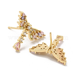 Brass with Colorful Cubic Zirconia Stud Earrings&nbsp;EJEW-B035-05KCG