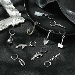 10Pcs 10 Style Killer's Weapon Theme Alloy Pendant Locking Stitch Markers&nbsp;HJEW-CJ00010