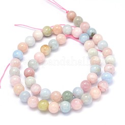 Round Natural Morganite Beads Strands&nbsp;G-F222-35-8mm