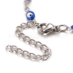 Enamel Horse Eye Link Chains Bracelet&nbsp;BJEW-P271-05P-01