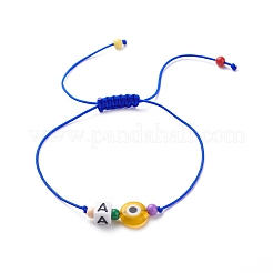 26Pcs 26 Style Initial Letter A~Z Acrylic & Evil Eye Lampwork Braided Bead Bracelets Set&nbsp;BJEW-JB08659