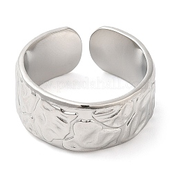 Non-Tarnish 304 Stainless Steel Textured Open Cuff Ring for Women&nbsp;RJEW-I098-26P