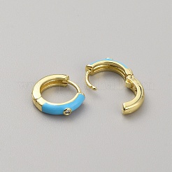 Enamel Hoop Earrings with Clear Cubic Zirconia&nbsp;EJEW-WH0004-39D