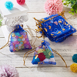 50Pcs Heart Printed Organza Bags&nbsp;OP-TADJ0001-01J