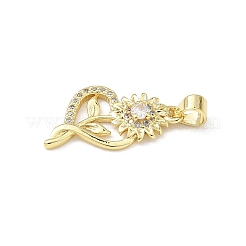 Brass Micro Pave Clear Cubic Zirconia Pendants&nbsp;KK-B141-25G