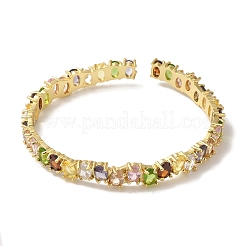 Brass Pave Glass Open Cuff Bangles for Women&nbsp;BJEW-B091-02G