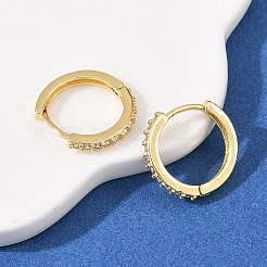 Brass Cubic Zirconia Hoop Earrings&nbsp;EJEW-A156-13B-G