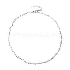 304 Stainless Steel Cross Link Chain Necklaces for Women&nbsp;NJEW-JN05118-02