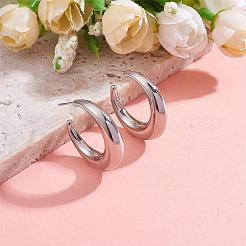 Crescent Moon Chunky Stud Earrings Half Hoop Earrings Open Oval Drop Earrings Teardrop Hoop Dangle Earrings Pull Through Hoop Earrings Statement Jewelry Gift for Women&nbsp;JE1089B