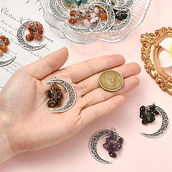20Pcs 10 Colors Crescent Moon Tibetan Style Alloy with Gemstone Chip Pendants&nbsp;PALLOY-CJ00174