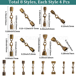 32Pcs 8 Styles Alloy Cord Ends&nbsp;HJEW-SC0003-09