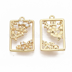 Brass Micro Pave Clear Cubic Zirconia Peg Bails Pendants&nbsp;KK-T051-01G-NF