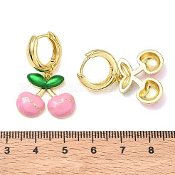 Brass & Enamel Hoop Dangle Earrings for Women&nbsp;EJEW-A167-20G-01